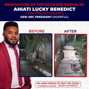 Bush road Bridge has been renovated by Benedict Lucky Ahiati 